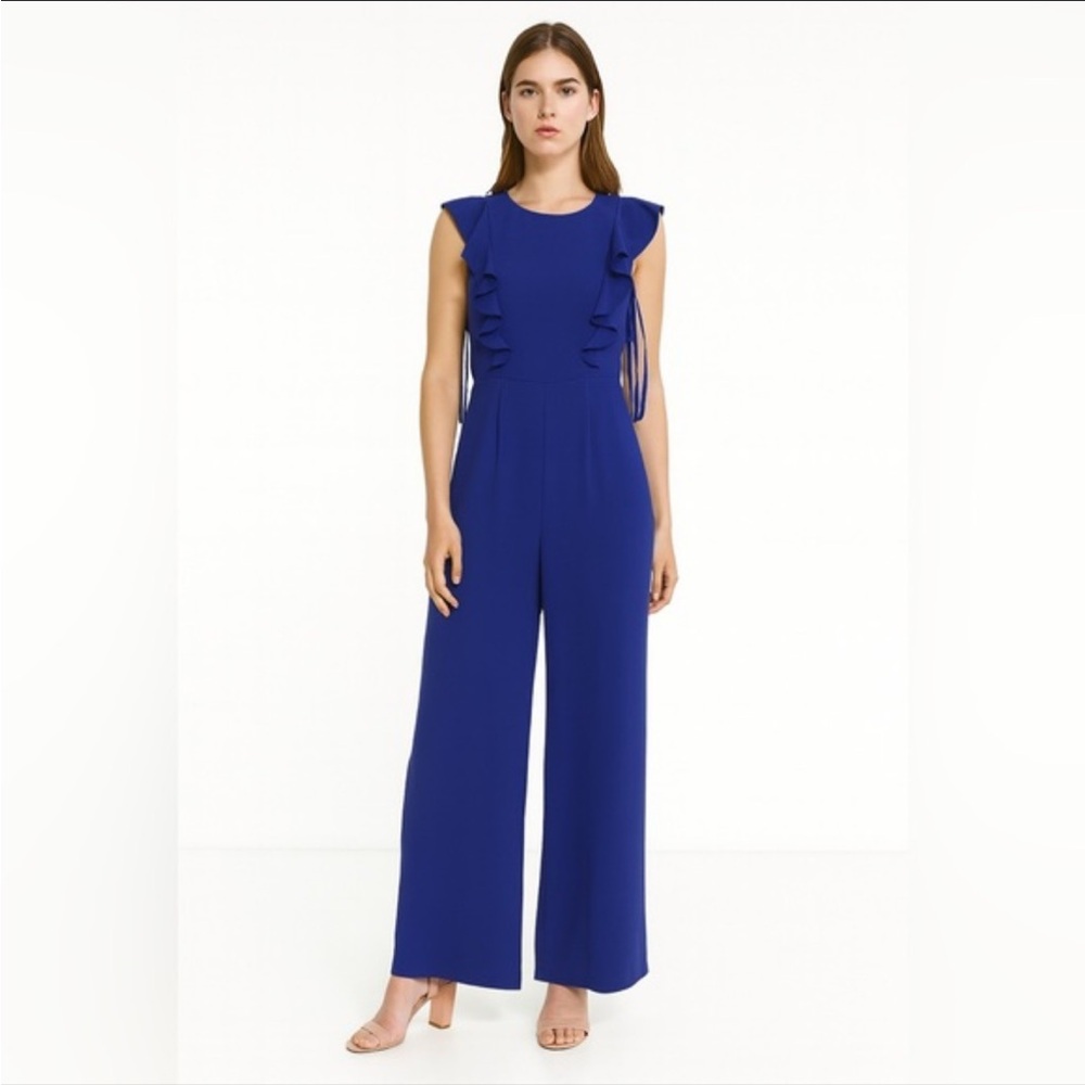 Antonio Melani Blue Ruffle Jumpsuit size women’s 2, like new!